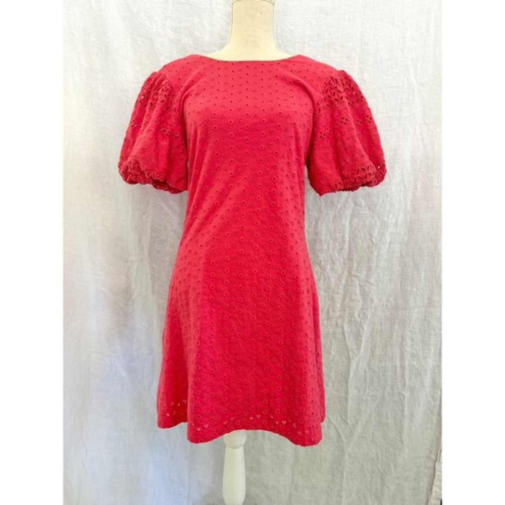 Free People Strawberry Spritz Apricot Rose Mini Dress Eyelet‎ Puff Sleeve Small
